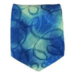 SANTOSTEFANO XL Blue Art Silk Tie HANDMADE ITALY 63"/ 3.8" EC